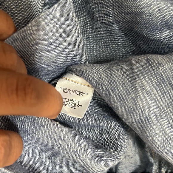 Flax by Jeanne englelhart 100% premium linen blue tapered pull on pants large - Picture 6 of 11